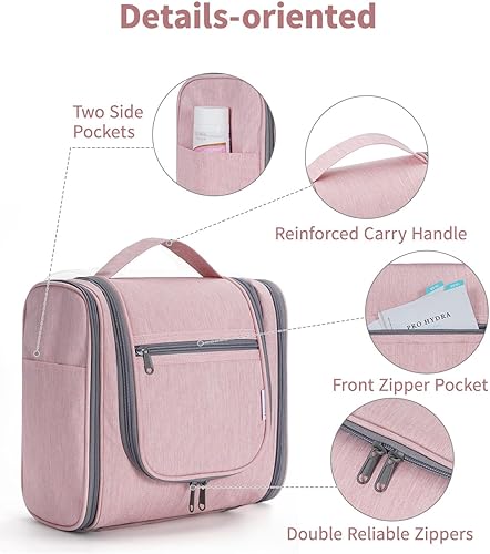 Miniatura 6 de Narwey Neceser de viaje colgante organizador de maquillaje cosmético para mujeres y hombres, Rosado, Neceser