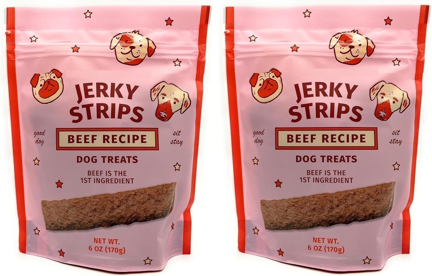 Jerky Strips Beef Recipe Dog Treats 6 oz (170g) – Pack of 2