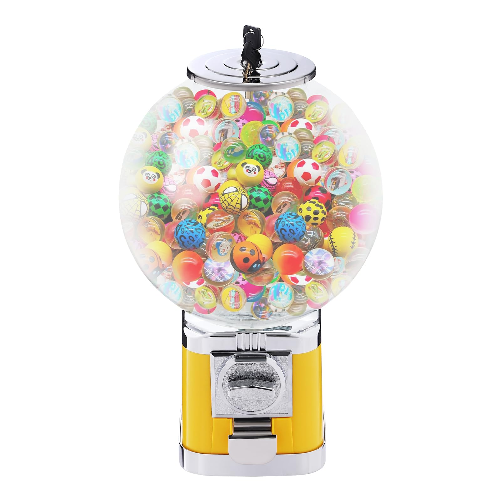 DYNAMI Capsule Vending Machine,Big Bubble Gumball Machine,Countertop Ball Bulk Vending Machine for 500Pieces 1.26in Ball,Gumball Pinballs Capsule Toys Bank for 1 Coins (Yellow)