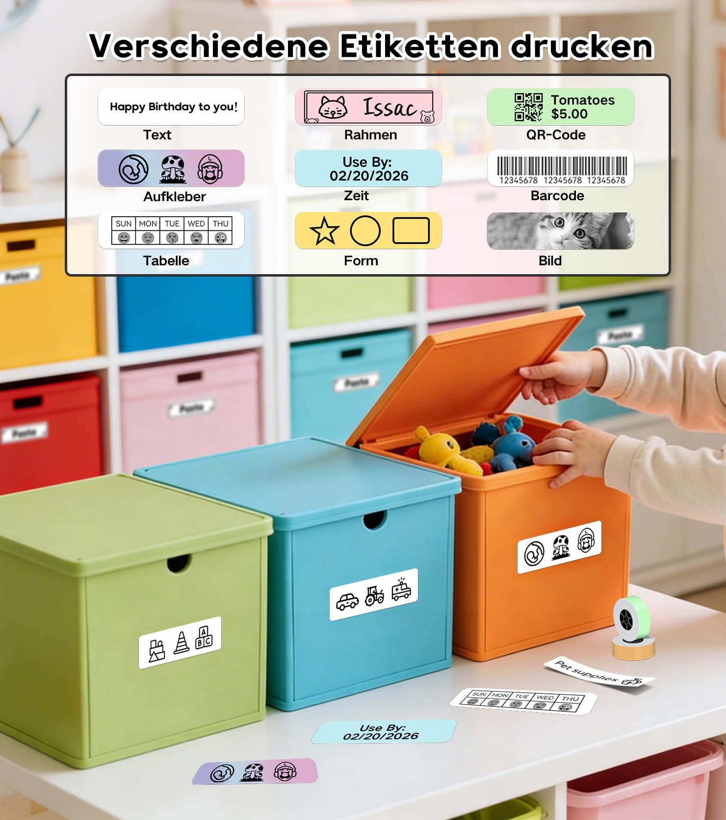 ORGBRO X1 Etikettendrucker, Etikettiergerät Mini Bluetooth Thermal Labeldrucker Selbstklebend Beschriftungsgerät, Tragbarer Label Maker für iOS/Android, Etikettiermaschine für Zuhause, Büro (Schwarz)