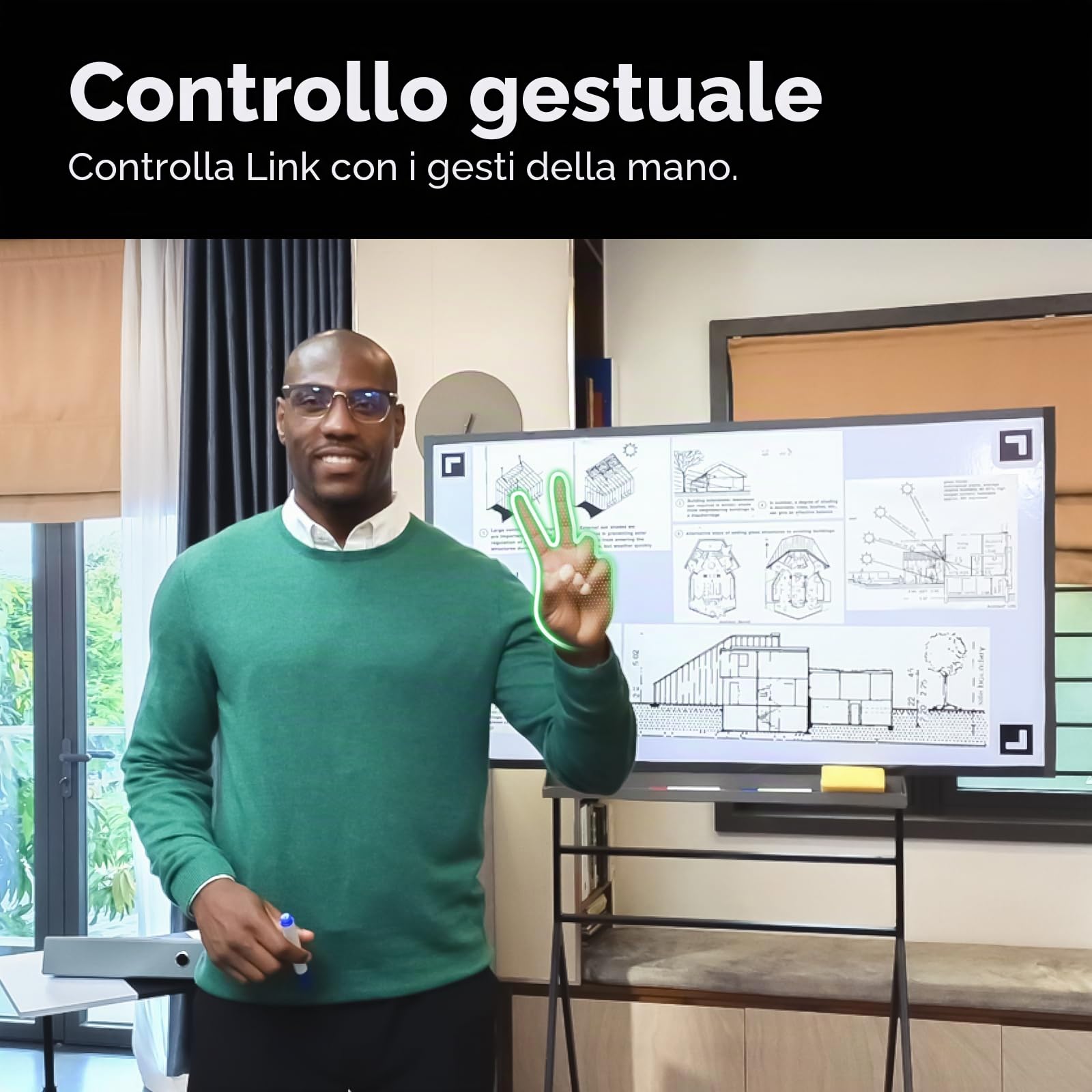 Insta360 Link - PTZ 4K Webcam con sensore 1/2", monitoraggio intelligente, controllo gestuale, HDR, microfoni con cancellazione del rumore, modalità speciali, per laptop, videocamera, videoconferenze,