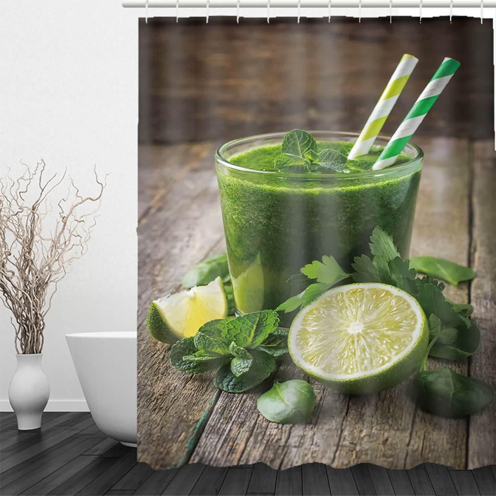 Tenda Doccia Lunga Vasca Bagno Impermeabile Succo D'Arancia Offerta Finestra Marrone Verde Per Doccia, Fondo Antiscivolo 220x180cm