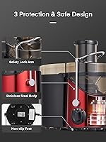 Vista 4 de Extractor de exprimidores de boca ancha de 3 pulgadas, potencia máxima de 800 W, para verduras y frutas con ajuste de 3 velocidades, motor de 400 W