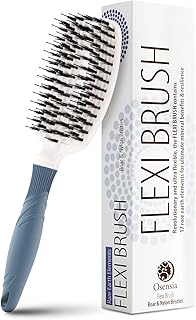 Boar Bristle Detangling Brush - Great for Thick, Dry, Curly or Straight Hair, Adults and Kids. Travel-Friendly Hair Detangler for Women.