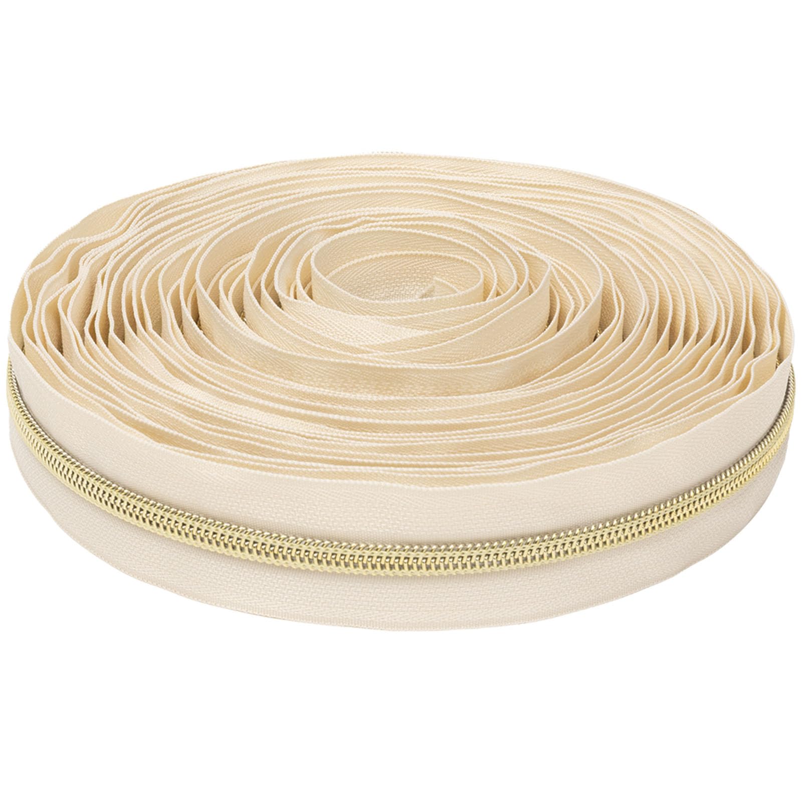 GUBOCA 9 M Reißverschluss,Näh Endlosreißverschluss mit Zipper,mit 30 Stück Reißverschlüsse Zubehör für Taschendekoration (Gold, Beige)