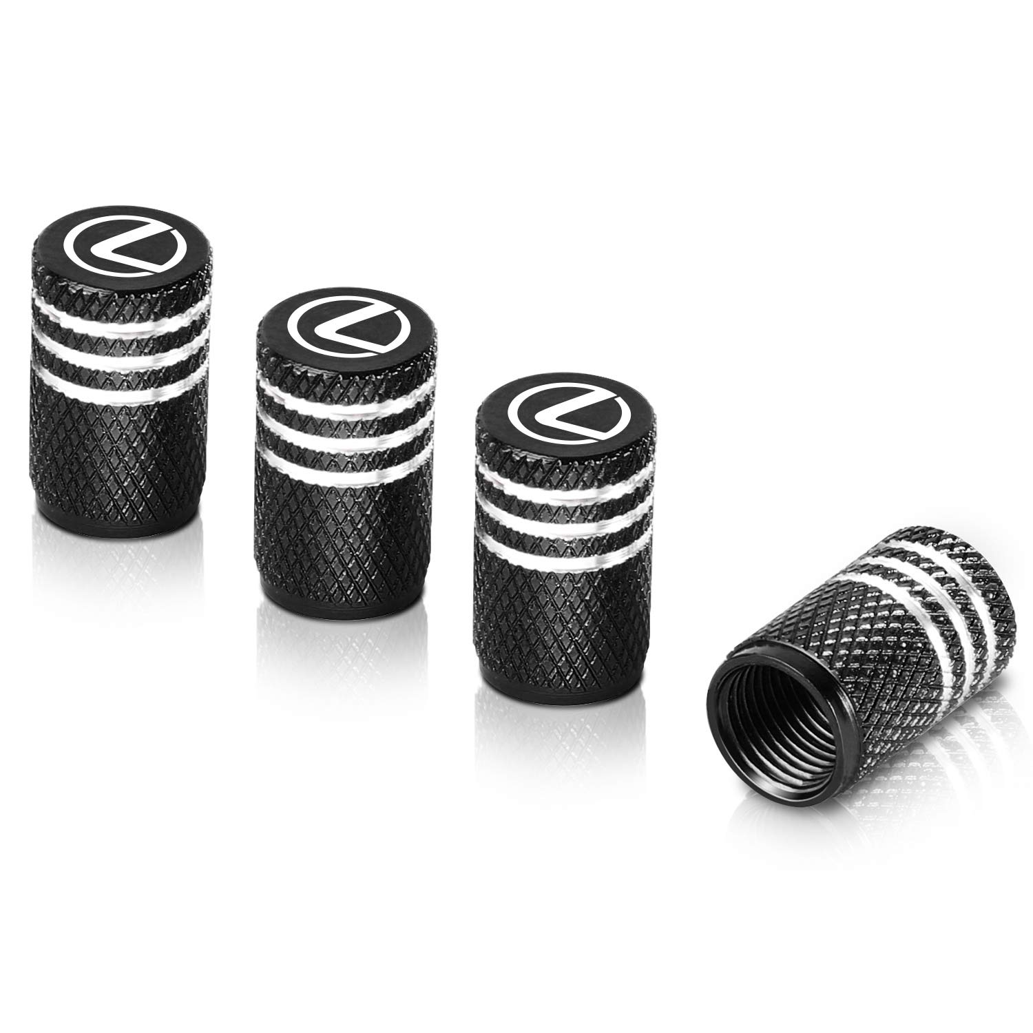 TsTa Valve Stem Caps, Aluminum Tire Dust Cover, for Cars, SUVs,Bike, Motorcycles and Bicycle, Trucks, Screw-in 4pcs., Black