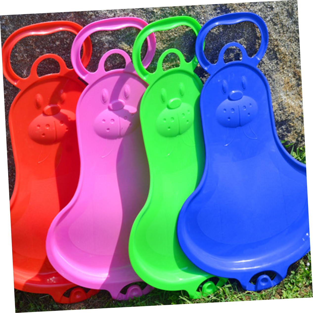 Totority 2pcs Grass Skiing Board for Boys and Girls and Adults Plastic Sled Seal Animal Design Grass Slide Board Skiing Boat Random Color