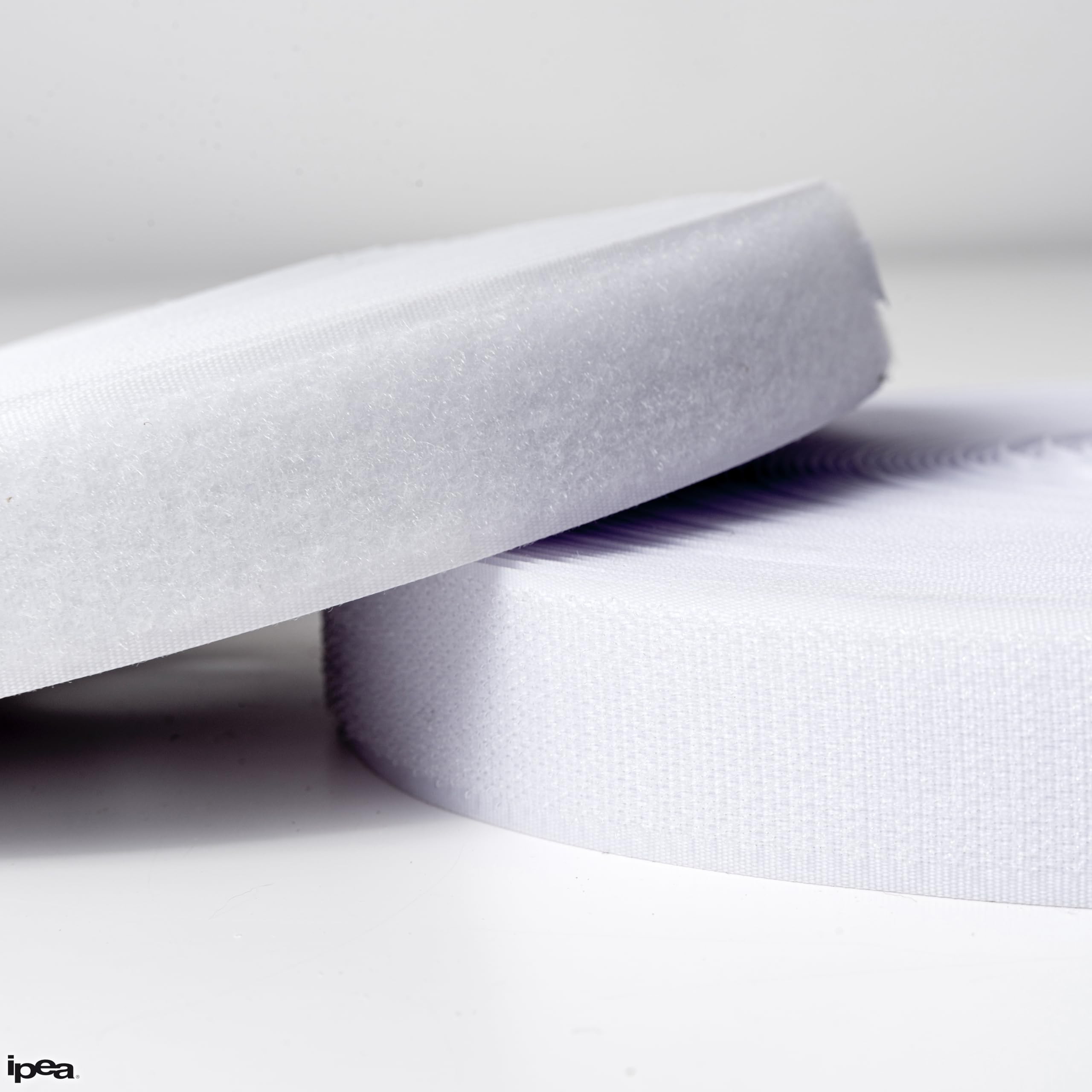 IPEA Cinta de velcro para coser, 20 mm, color blanco, 25 metros de longitud, fabricada en Italia, no adhesiva, velcro de costura para decoración, ropa, gancho y anillo