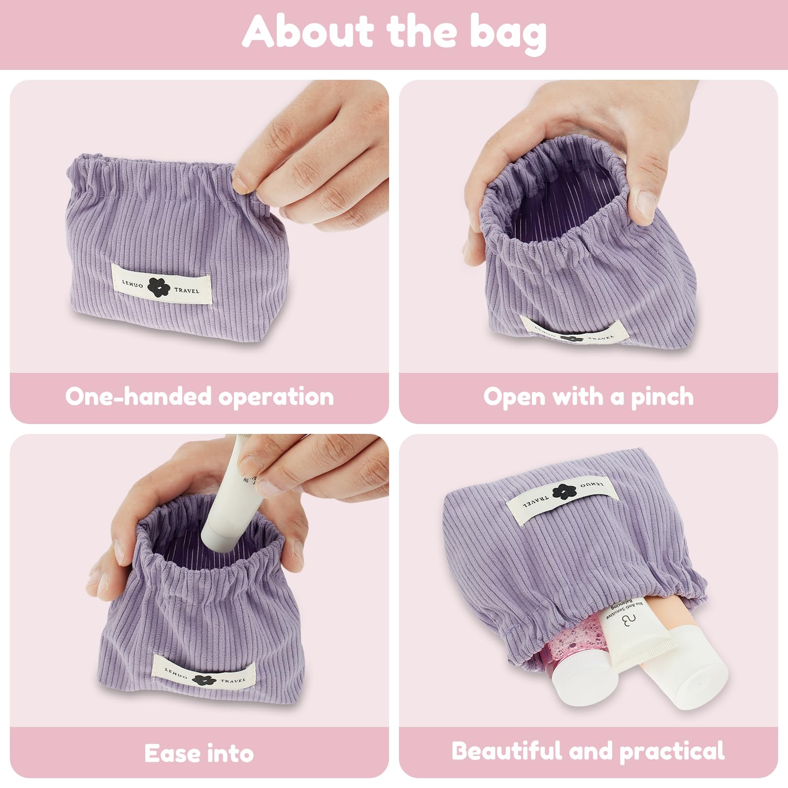 PandaHug 3Pcs Corduroy Elastic Hair Tie Organizer - Image 3