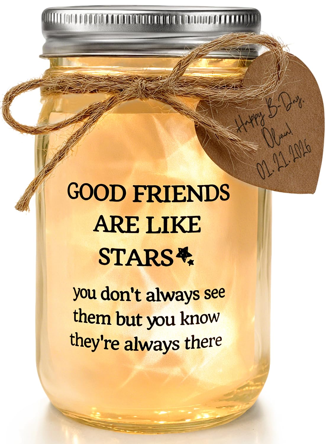 Friendship Gifts for Women, Unique Birthday Gifts for Women Friend, Best Friend Graduation Gift, Long Distance Friendship Keepsake, Sentimental Mason Star Jar for Bestie Soul Sister