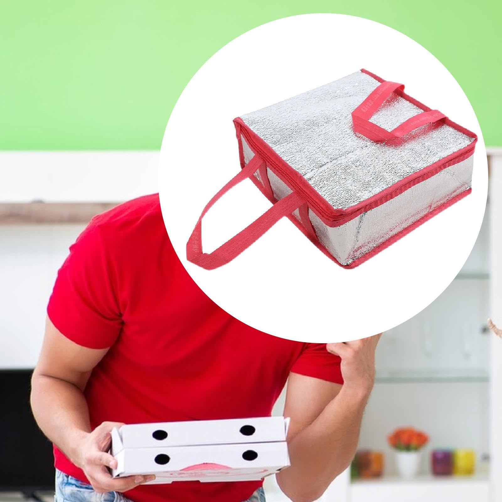Isolierte Pizza Liefertasche, Tragbare Lebensmittelwärmtasche mit Griff, öldichte, Wasserdichte Einkaufstasche, Pizzaträger für Den Persönlichen, Rose Red 35x35x10cm