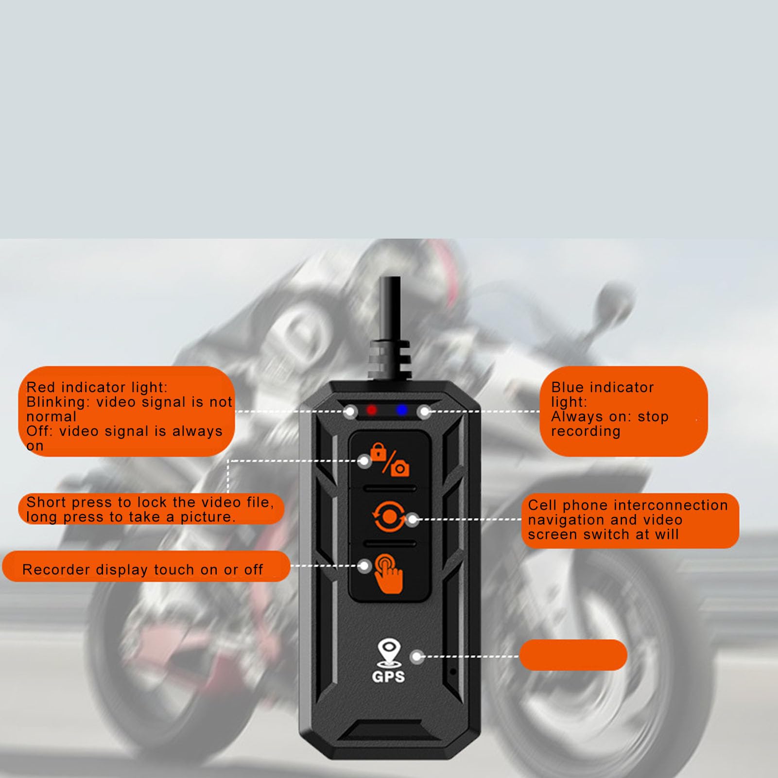 Cámara para Salpicadero de Motocicleta, 1080P, Grabación Dual Delantera y Trasera, Visión Nocturna, Pantalla Táctil IPS de 3 Pulgadas, IP67, Resistente Al Agua, para ATV, UTV,