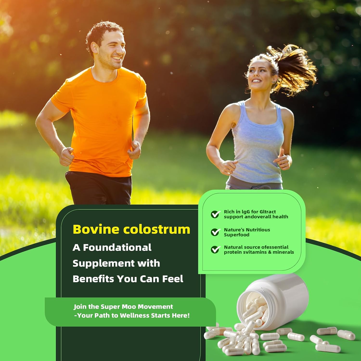 Bovine Colostrum Capsules Supplement 2000mg- 120 Capsules - Gut Health, Muscle Recovery, Energy, Hair, Skin and Immune Supplement | 50% IgG Cow Colostrum for Humans | Superfood, Gluten Free.