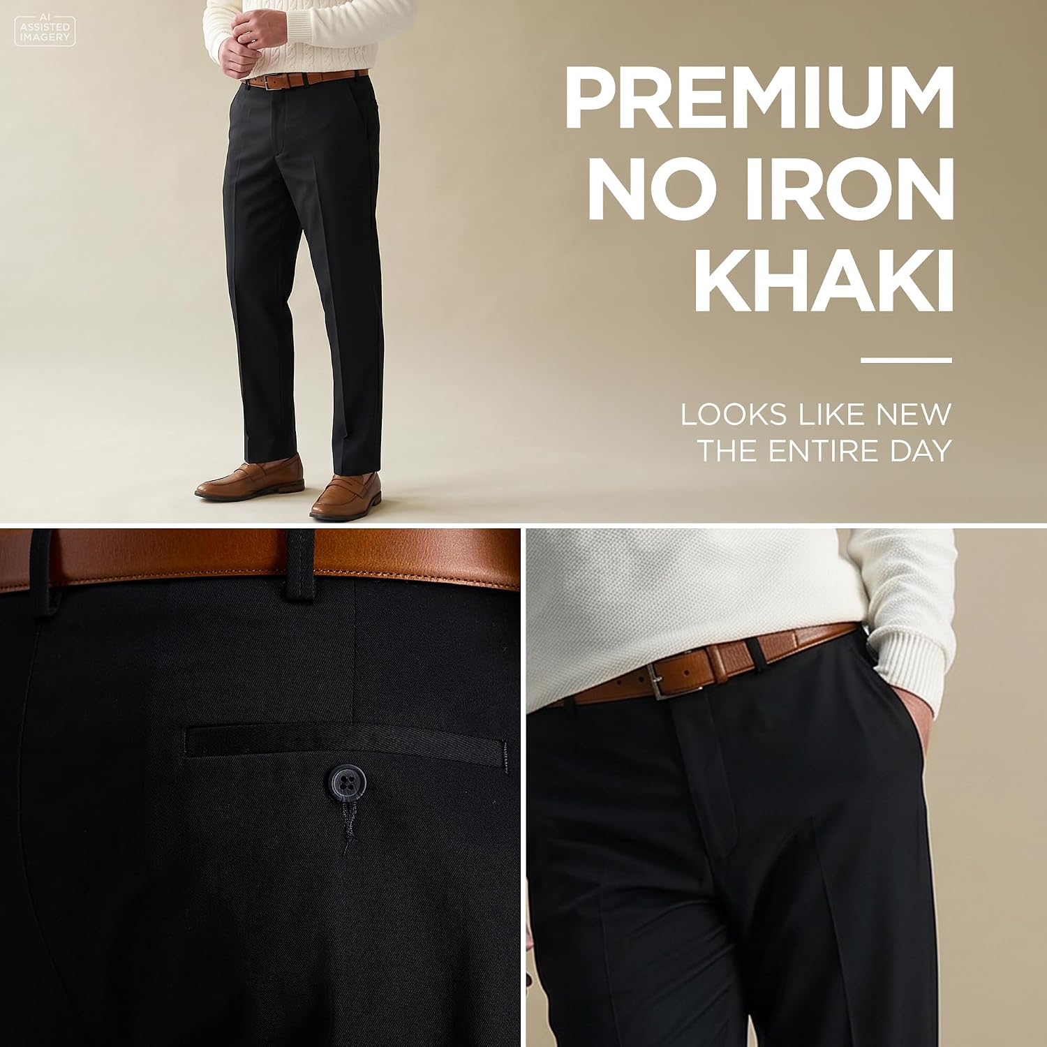 Haggar Men's Classic Fit Premium No Iron Khaki Pant image 5