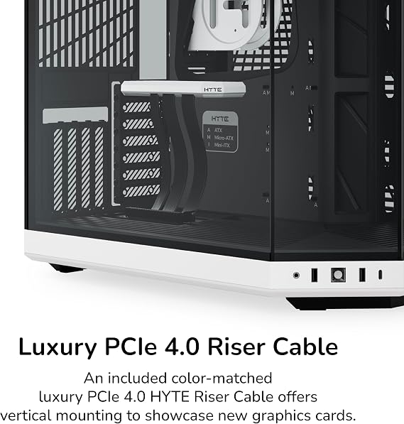 Hyte Y70 Modern Aesthetic Gaming PC Case - Panoramic Glass | High Vented Design | Cable Management | Dual Chamber ATX Mid-Tower Chassis | 10 Fan Capacity | Luxurious PCIe 4.0 Riser Cable - Black/White