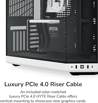 Hyte Y70 Modern Aesthetic Gaming PC Case - Panoramic Glass | High Vented Design | Cable Management | Dual Chamber ATX Mid-Tower Chassis | 10 Fan Capacity | Luxurious PCIe 4.0 Riser Cable - Black/White