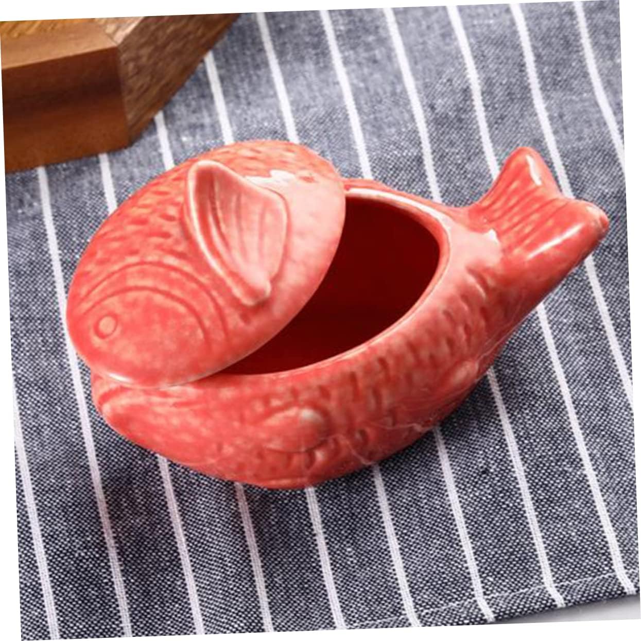 Fish Shaped Sauce Dish Ceramic with Lid Japanese Style Tableware