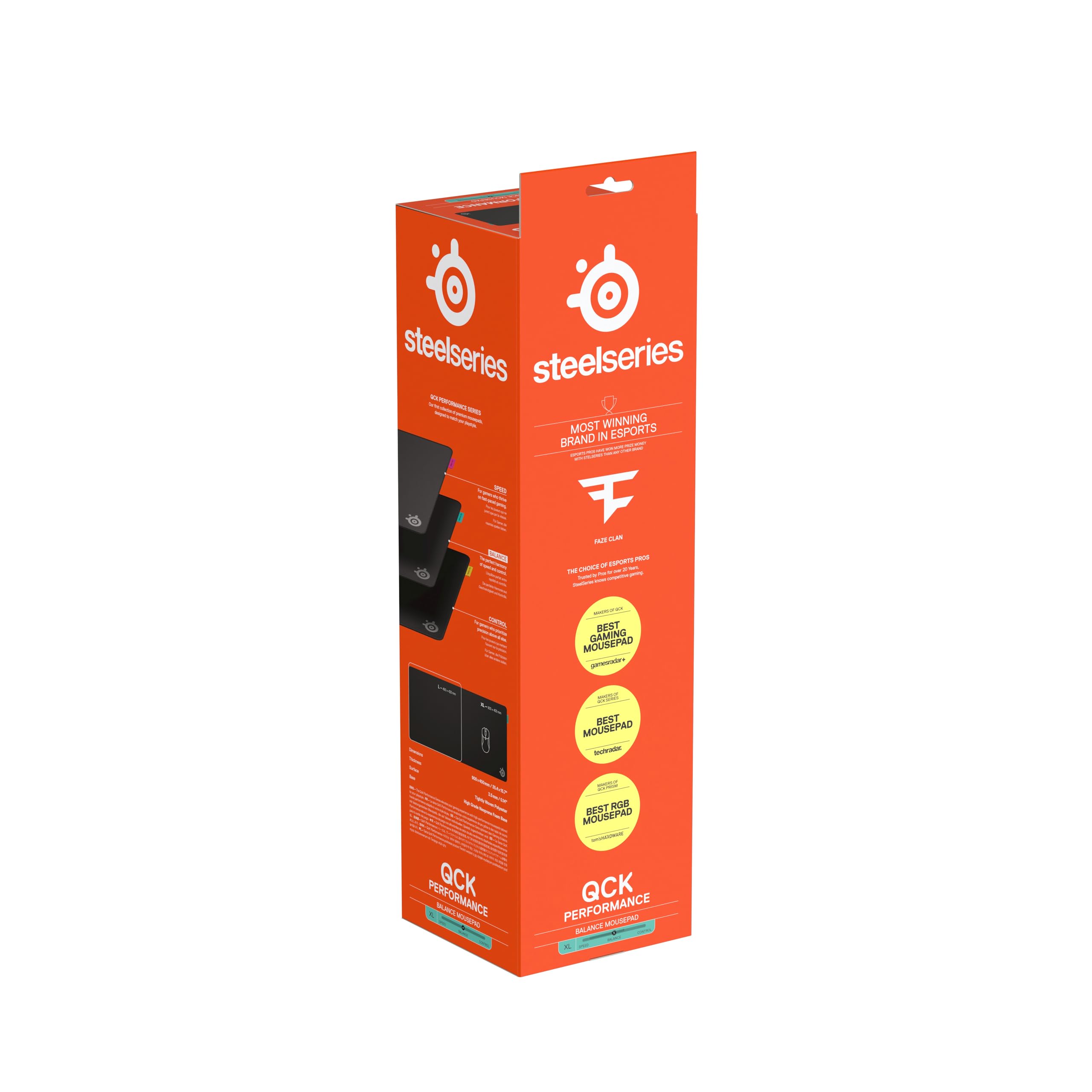SteelSeries QcK XL Performance Balance, mousepad da gioco - Densità extra per scorrevolezza top - Cuciture ai bordi a basso profilo - Base in neoprene antiscivolo - 900 x 400 mm - FPS, MOBA, RTS, MMO