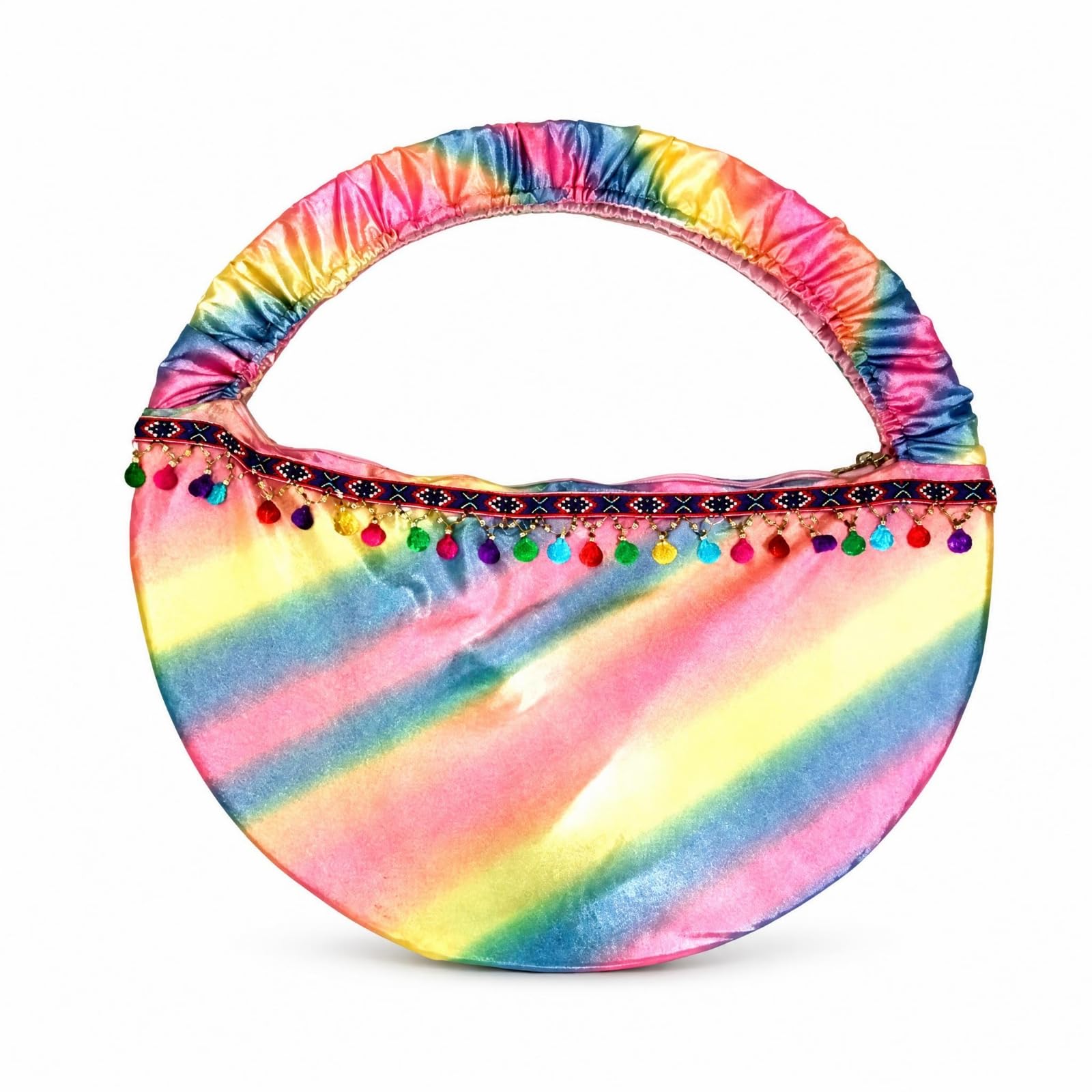 Ronyme Gymnastik Aufbewahrungstasche Tanz Tasche Sporttasche Tragetasche Handtasche mit Reißverschlussfach Und Fester Form aus Stoff für Mädchen Frauen, Array, Regenbogen-Muschel, M