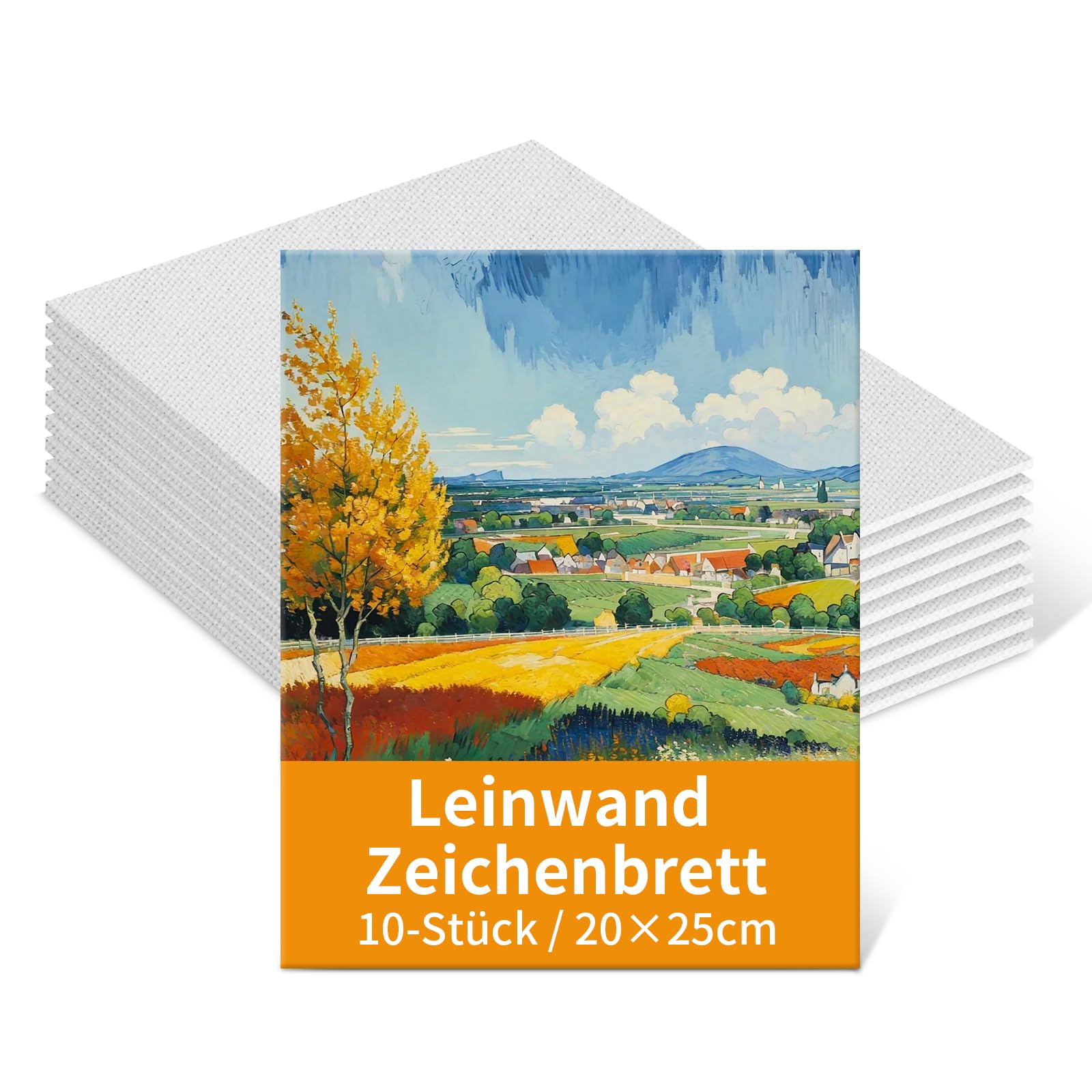 20x25cm Leere Leinwand, Vorgespannter Leinwandkarton, 10 Stück Leinwand Zum Bemalen, Leinwände für Acryl und Aquarellfarben