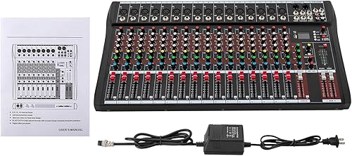 Miniatura 3 de Mezclador de audio profesional Bluetooth Live Studio de 16 canales, mezcla de potencia con unidad USB para KTV familiar, discurso en el campus,
