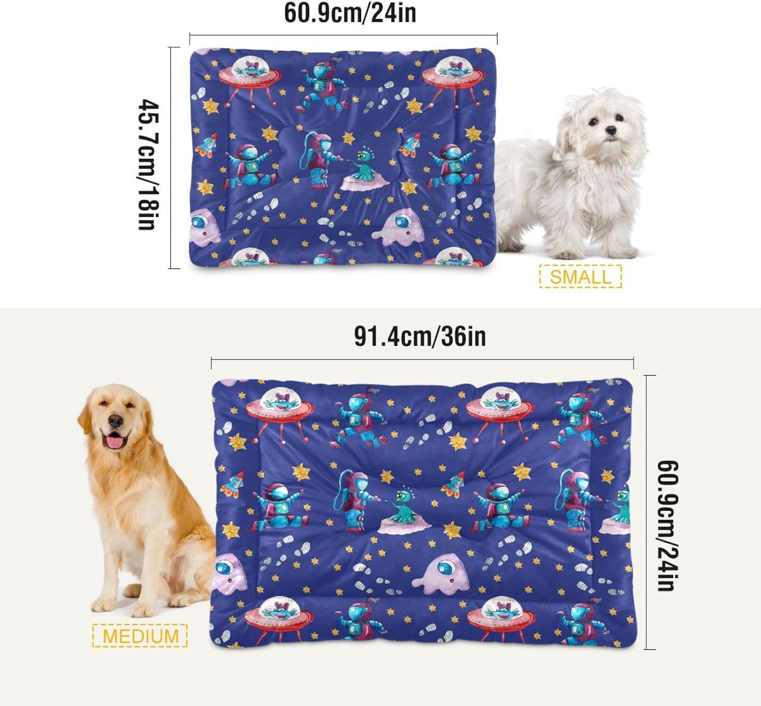 review Ultra Soft Pet Bed Washable Dog Bed Crate Mat for Dogs Fleece Dog Crate Kennel Pad Cat Pet Bed Liner 36x24in Alien Astronaut in Universe