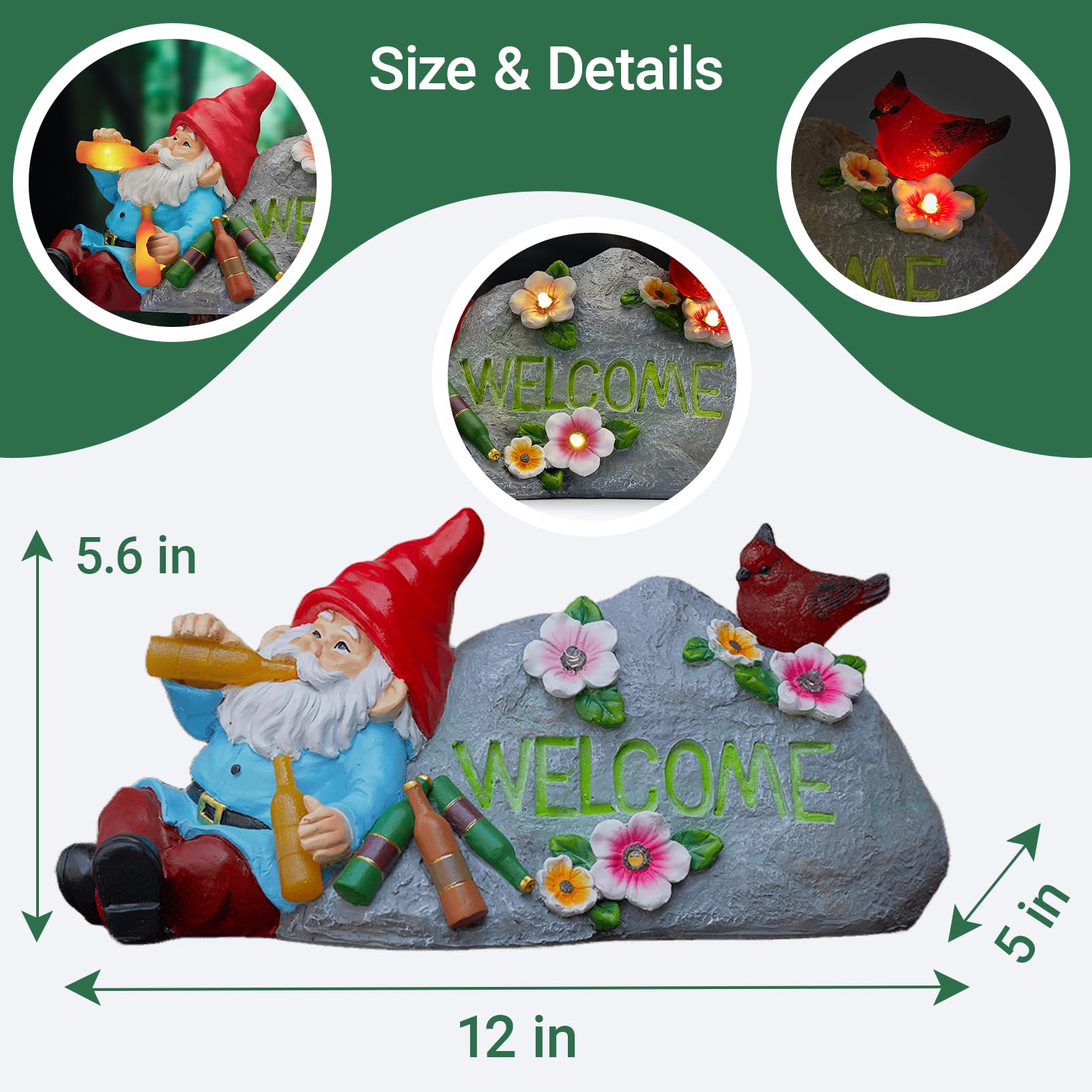 Estatua de gnomo borracho con bienvenida, estatua de resina de 11.8 pulgadas para el día del padre, Navidad, Acción de Gracias, regalos de limpieza de casa, decoraciones de gnomo para patio