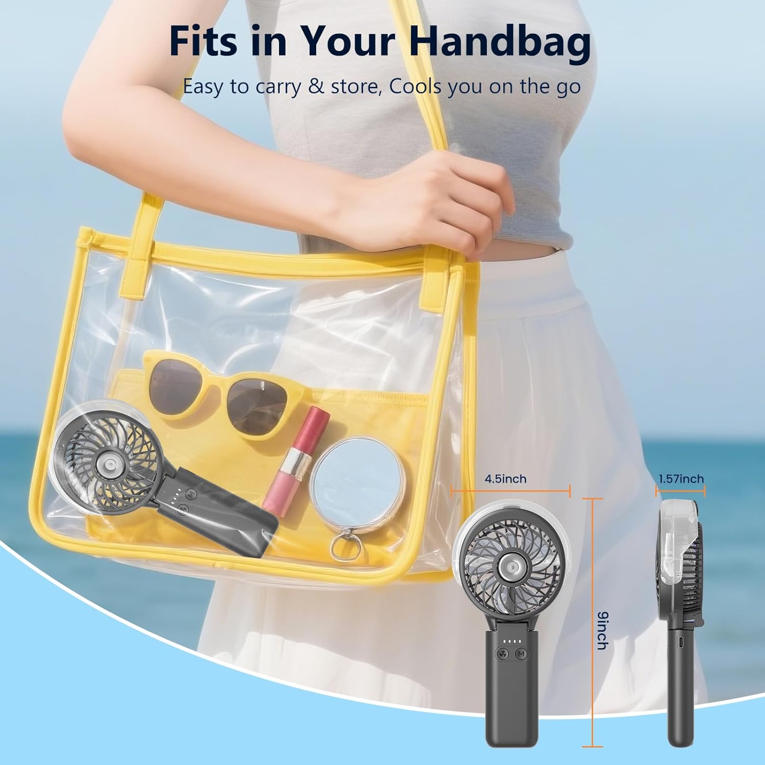 HandFan 5200mAh Upgraded Personal Misting Fan, Rechargeable Handheld Mister Fan, Spray Water Mist Fans, Portable Cooling AC, Electric Mini Hand Fans for Beach Travel Outdoors(Black) - Image 7