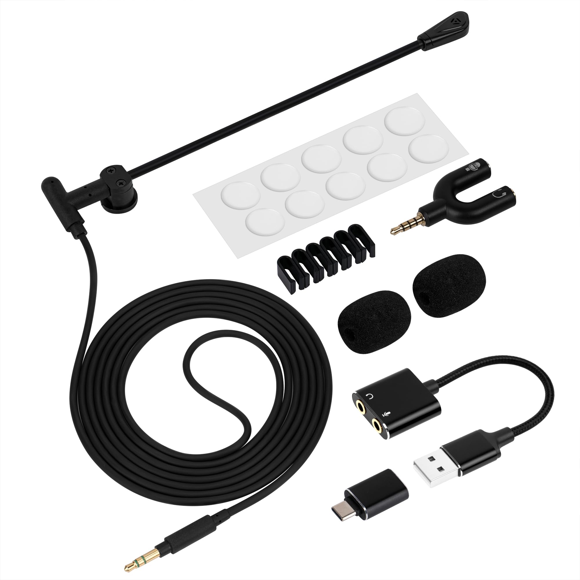 GEEKRIA Attachable Headphones Boom Microphone, Convert Your Loved Headphone into Gaming Headset, Detachable Flexible Mod Mic Compatible with PCs/Gaming Consoles/Handheld Devices