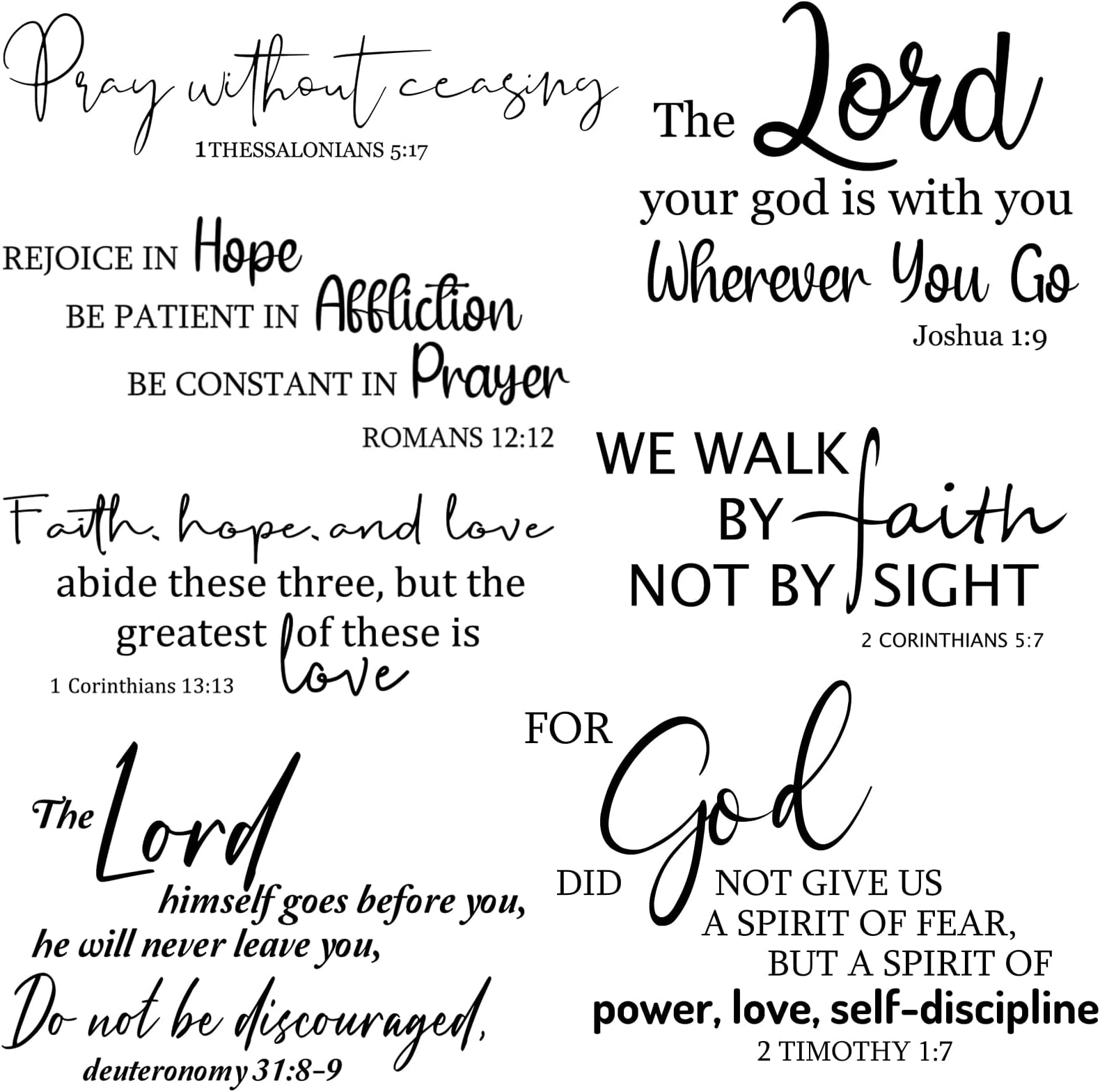 BBTO Bible Verse Wall Stickers Inspirational Quote Wall Decals Religious Motivational Scripture Sticker Peel and Stick for Bedroom Living Room Office Bathroom(We Walk by Faith, Not by Sight)