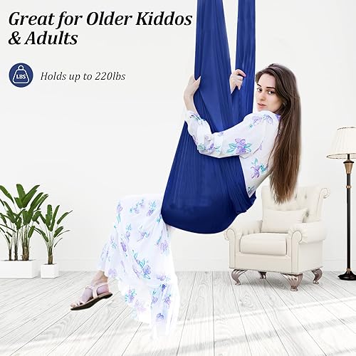 Miniatura 10 de Columpio sensorial para niños con necesidades especiales (herramientas incluidas) columpio de terapia para interiores y exteriores, hamaca para