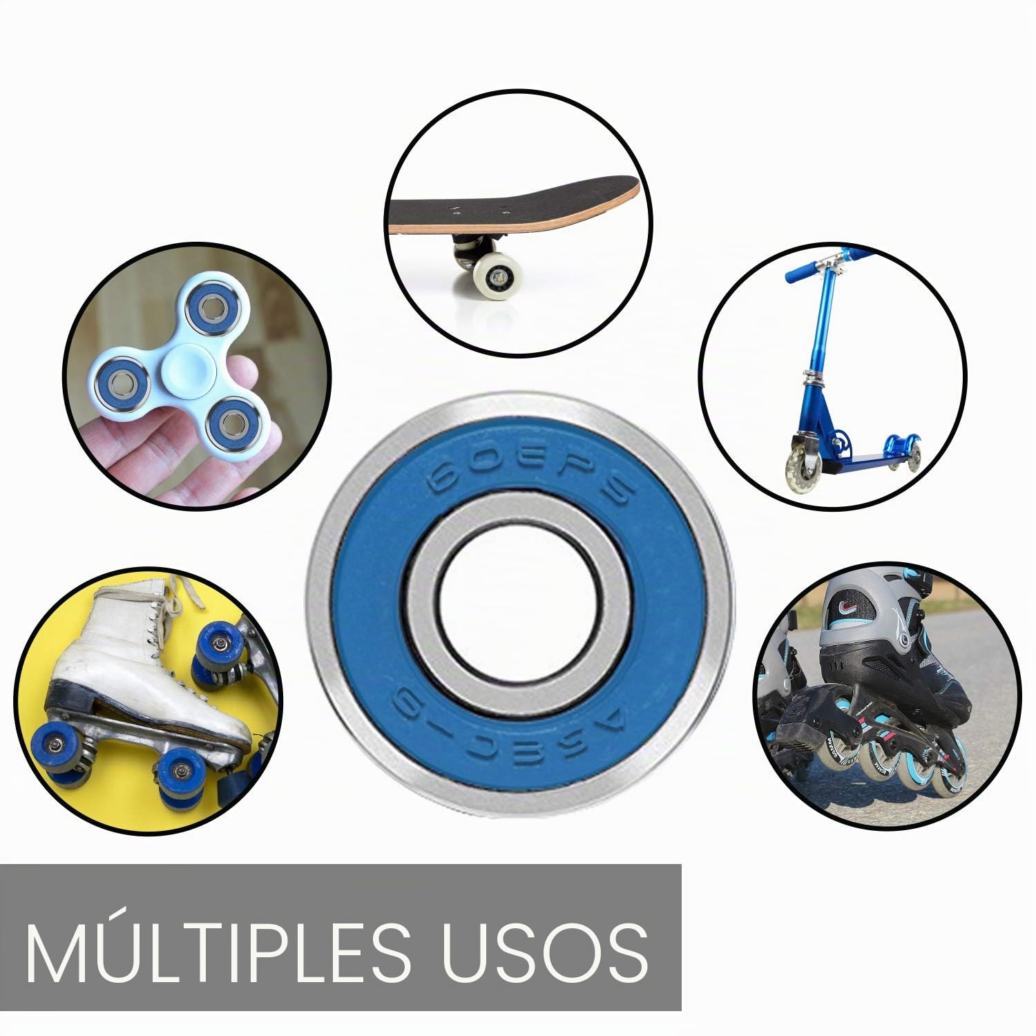 TRIXES Juego de 16 Ruedas Antifricción para Monopatín Rodamientos Abec 9