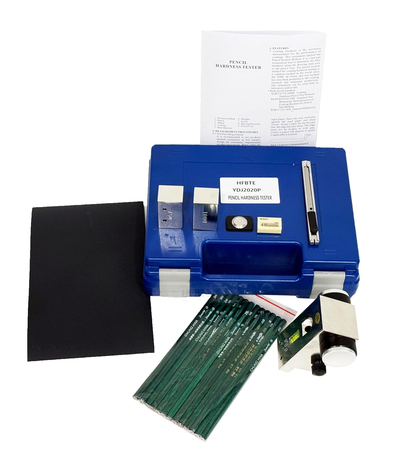 Paint Coating Film Scratch Tester Kit Pencil Hardness Tester Meter for Abrasion,Scratch Resistance Test with 13 Pcs Pencils 500/750/1000g Weights