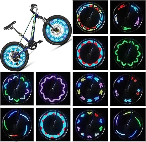 Luces de rueda de bicicleta (paquete de 2) Luces LED impermeables para radios de bicicleta Accesorios de bicicleta Cambio de 30 patrones