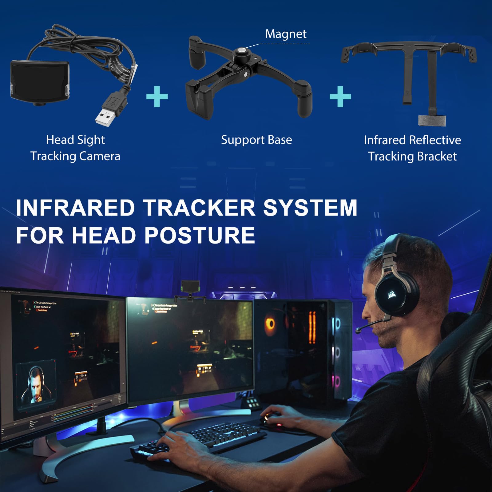 Head Sight Tracking für TrackNP 5 6DOF Kopfverfolgungssystem, Gaming, professionelle Kopfhaltung, optisches Infrarot-Tracksystem, Game-Controller als VR