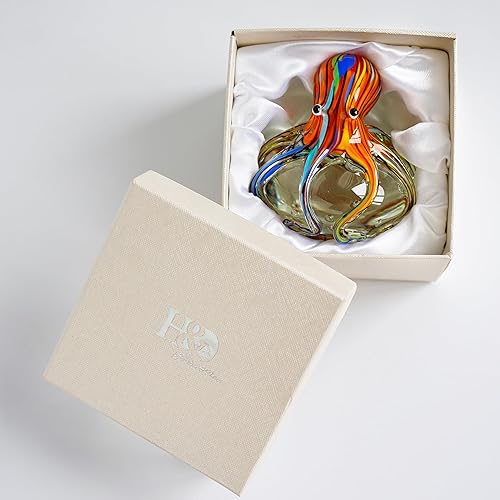 Miniatura 7 de QFkris Decoración de pulpo de vidrio soplado, figuras de pulpo de 3.5 pulgadas, pisapapeles de vidrio de animales marinos para el hogar, escritorio