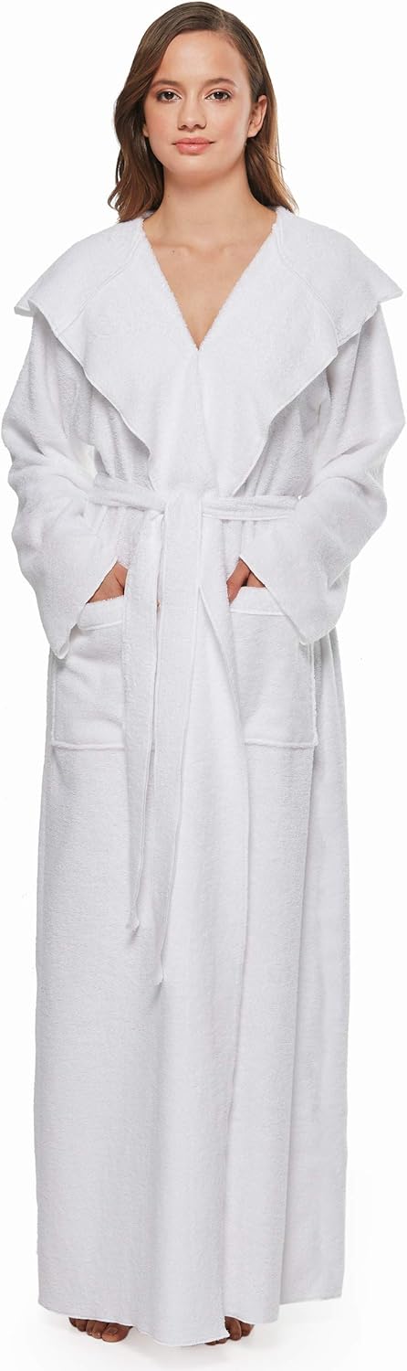 Arus Women's Princess Robe Ankle Long Hooded Lightweight Turkish Cotton Bathrobe - Image 3