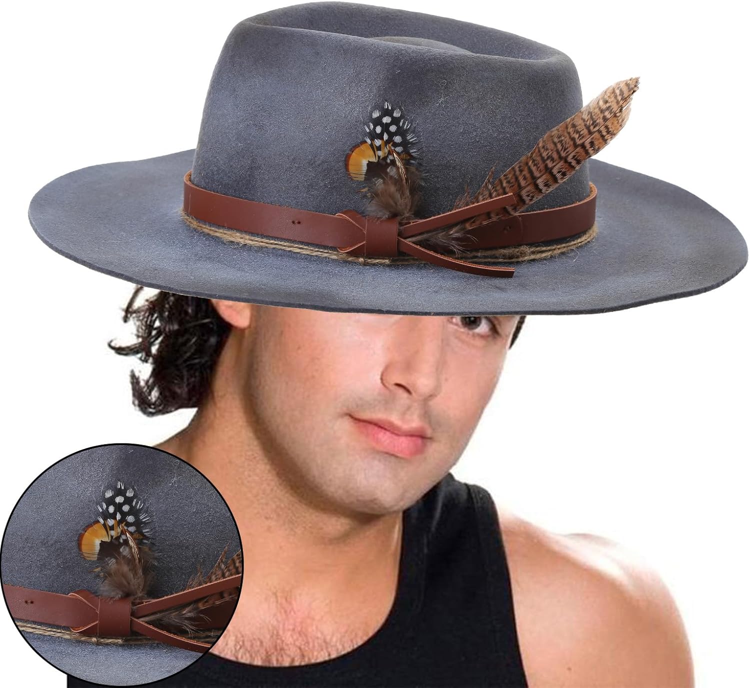 Wool Fedora Western Short Brim Hat for Women Men Photo Props Western Fedora for Men Women Unisex Wear.Khaki - Image 3