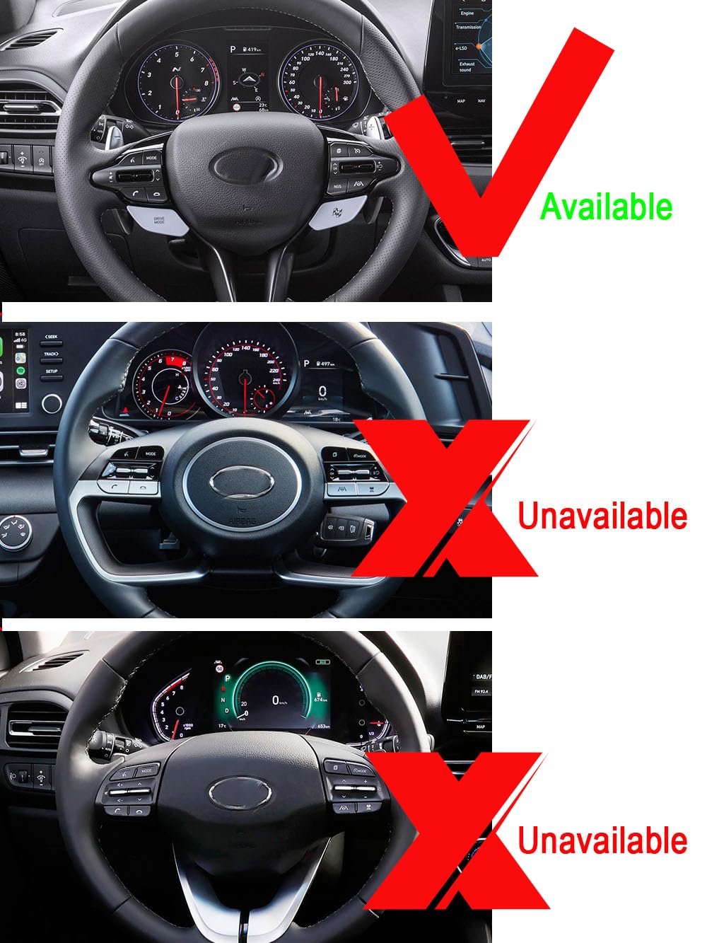 ontto Auto Lenkrad Schaltwippen Verlängerung Schaltpaddel Passt für Hyundai I30 Wagon N Line Veloster Kona Elantra Avante GT CN7 2019-2024 Schalthebel Metall Shift Paddle Shifter Erweiterung-Rot