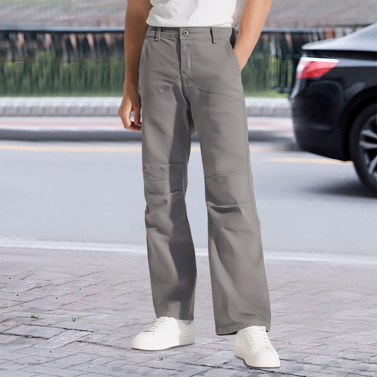 Generisch Jogginghose Herren Baumwolle Basic Sweathose mit Taschen Streetwear Joggers Hose Sportliche Freizeithose, Slim Fit, Komfort Sweathose Stretch Business & Freizeit - Bequeme Loungehose