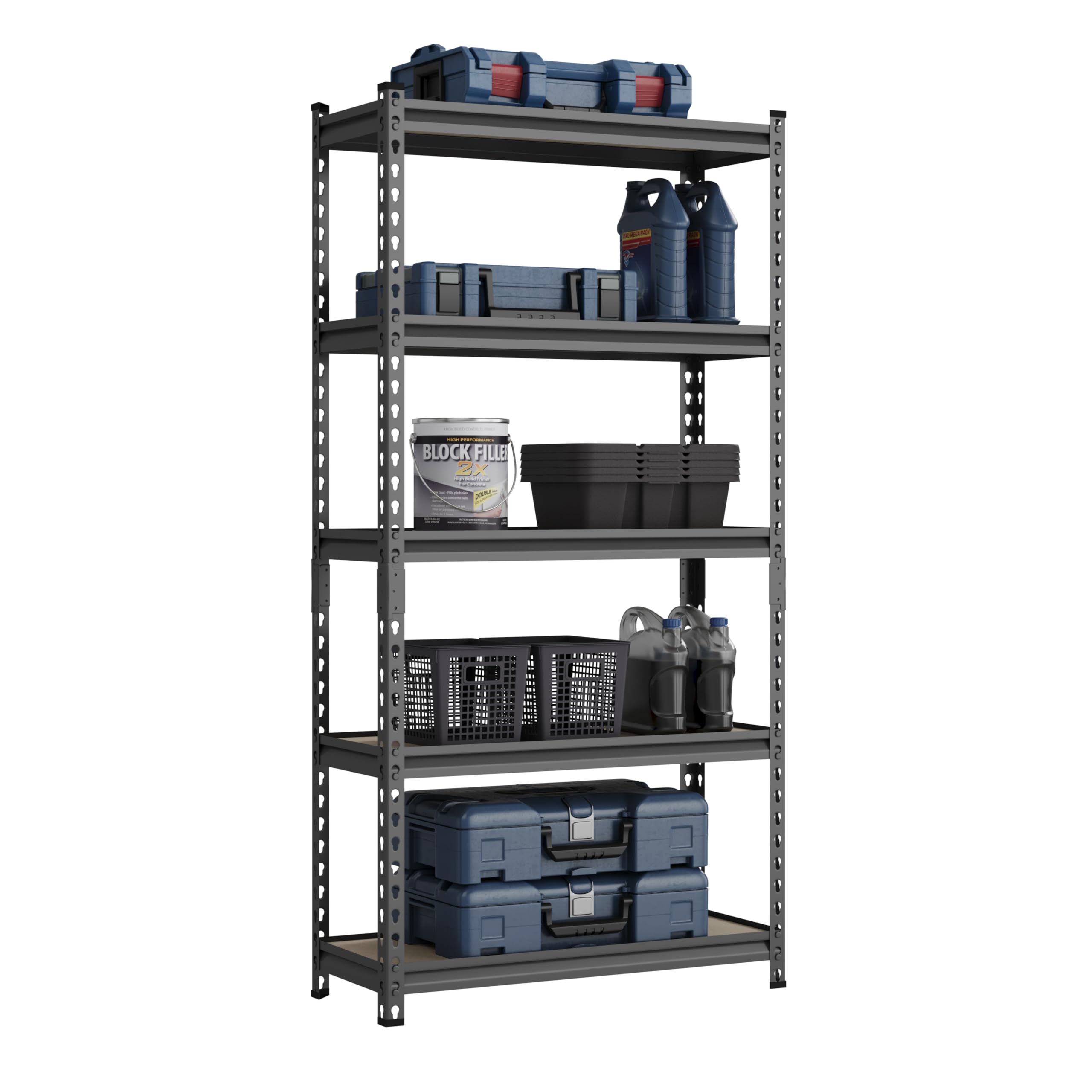 Heavy Duty Steel Shelving Garage Racking Unit 150KG Per Shelf (5 Levels 1500mm H x 750mm W x 300mm D) โ image 1