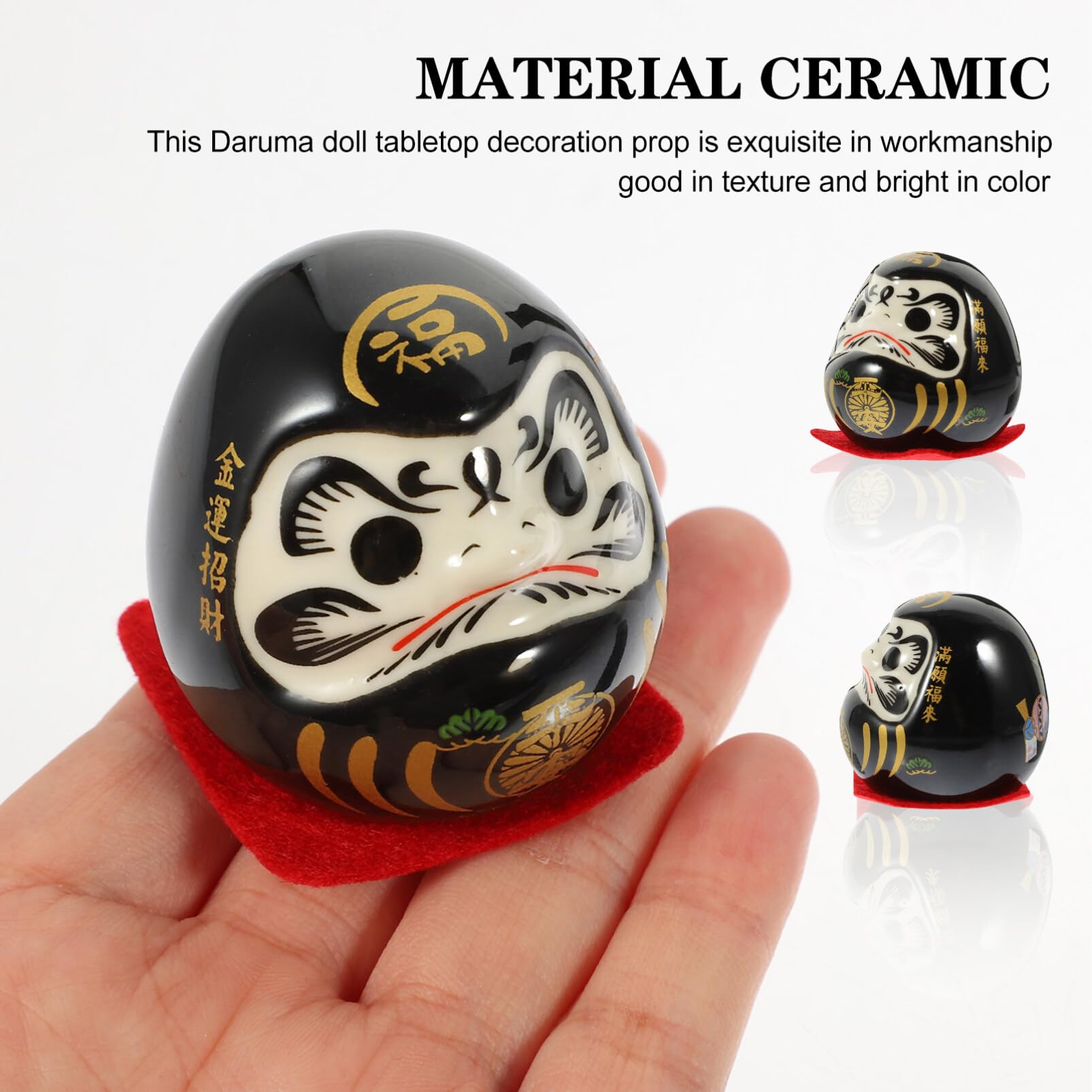 5 Daruma Giapponesi In Ceramica - Portafortuna Tradizionale - Foto 7