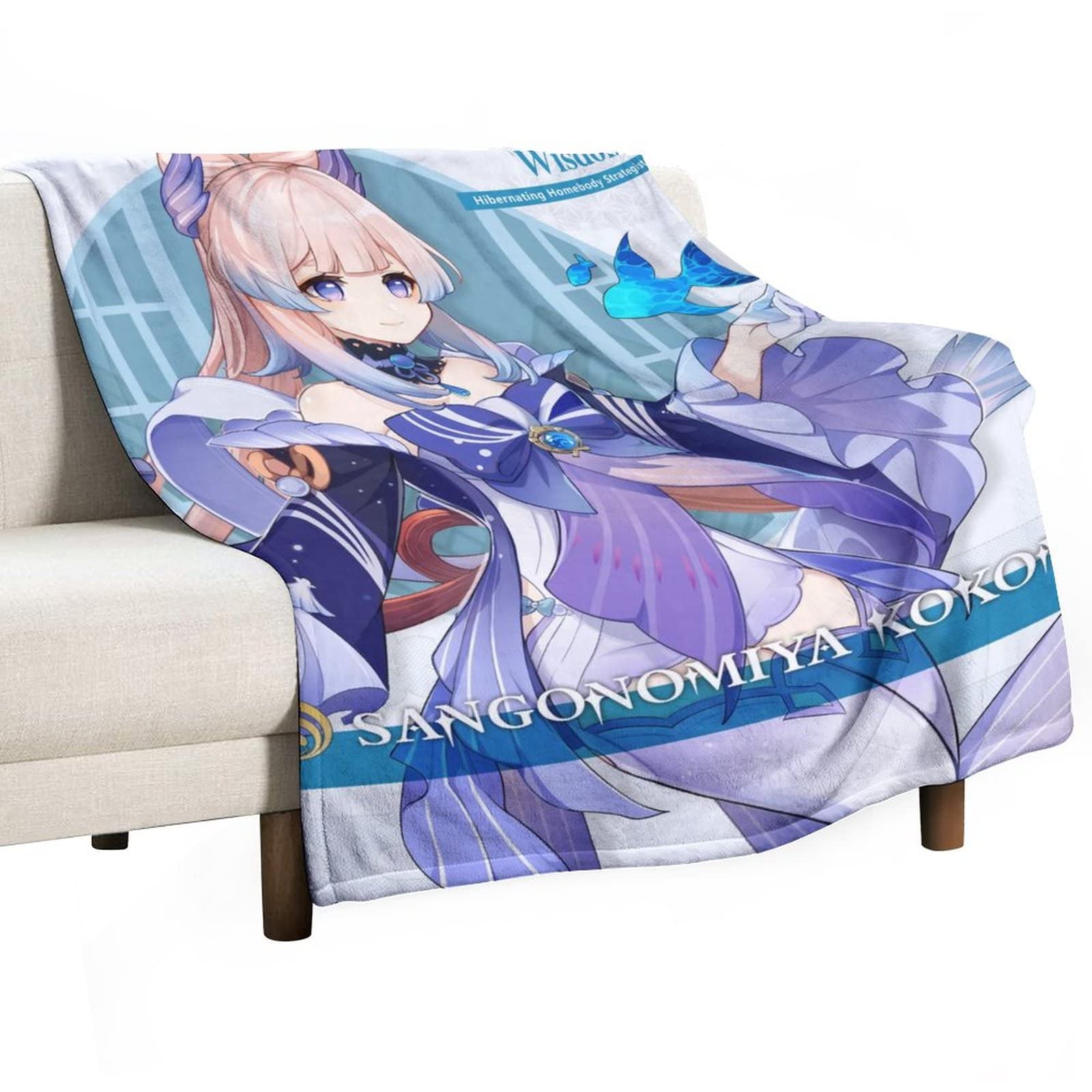 GBin Genshin Impact Blanket Inazuma Sangonomiya Kokomi Soft Plush Flannel Plush Blanket Comfortable Bedroom Living Room Sofa Soft Blanket Microfiber Bedding 50"×40" for Kid