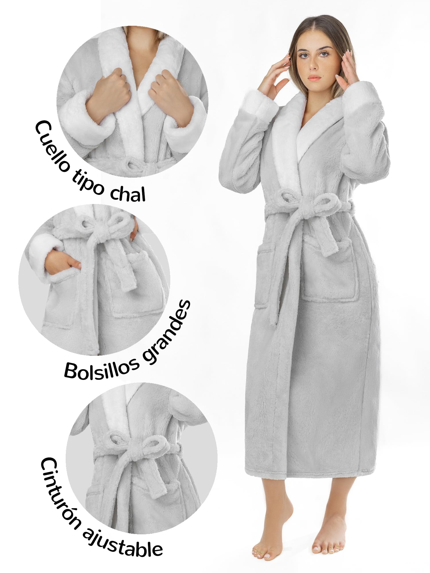 LEBENGOOD Bata Mujer Invierno - Albornoz Mujer Forro Polar, Batas de Casa Señora, Coralina, Acogedora, Microfibra OEKO-TEX®