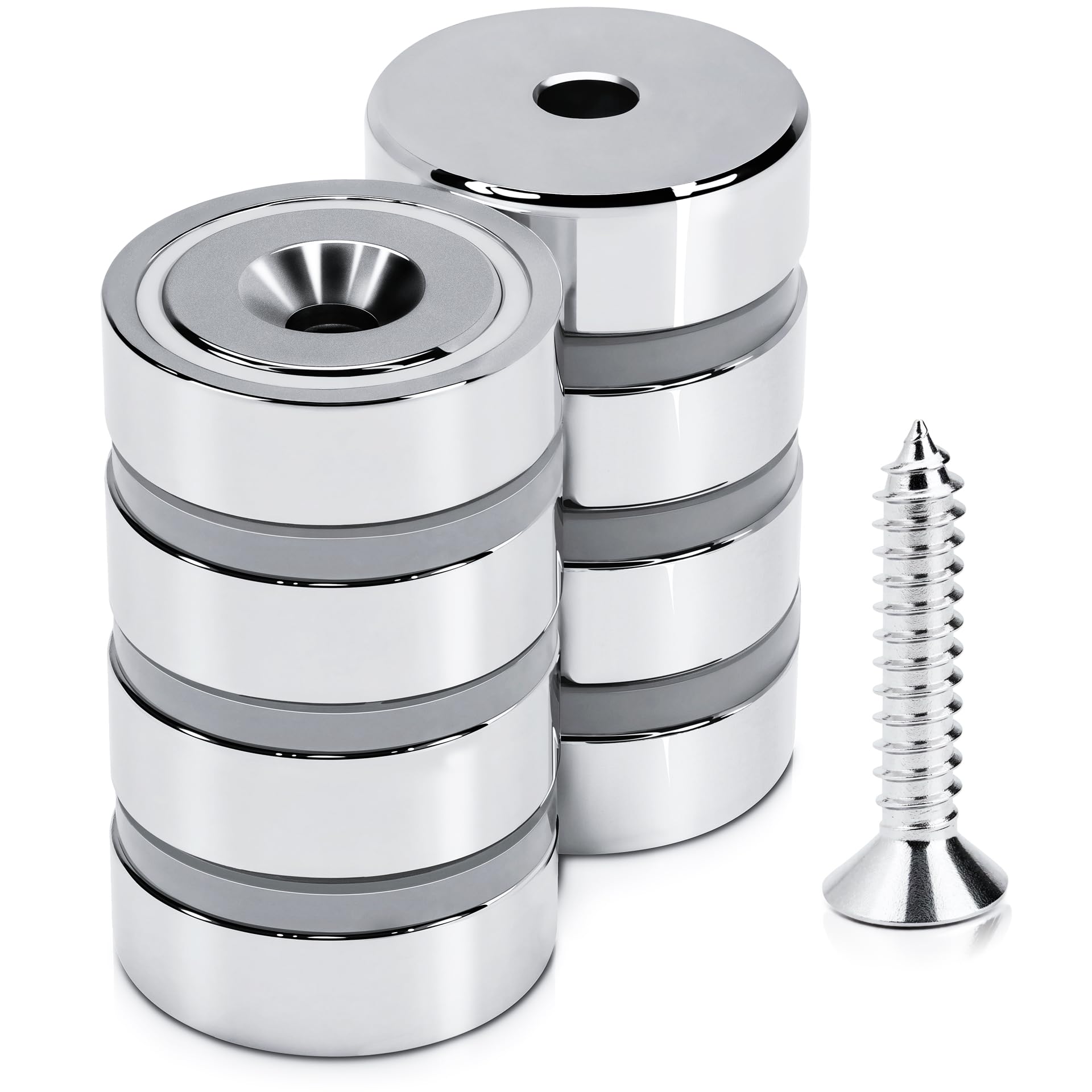 SENSEI Magnete Potente da Avvitare (20x7 mm, 12 kg) – Calamite Potenti Industriali per Garage e Attrezzi – con Viti – Set da 8