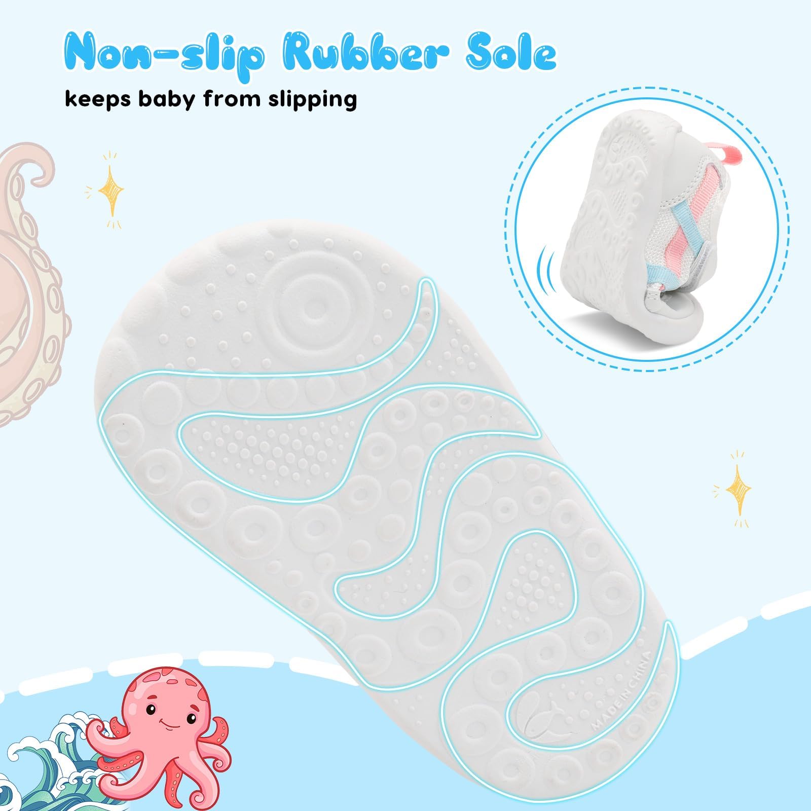 JIASUQI Baby Barefoot Shoes Boy Girls First Walking Shoe Infant Breathable Sneakers Lightweight Non-Slip Crib Shoes Indoor Outdoor — view 6