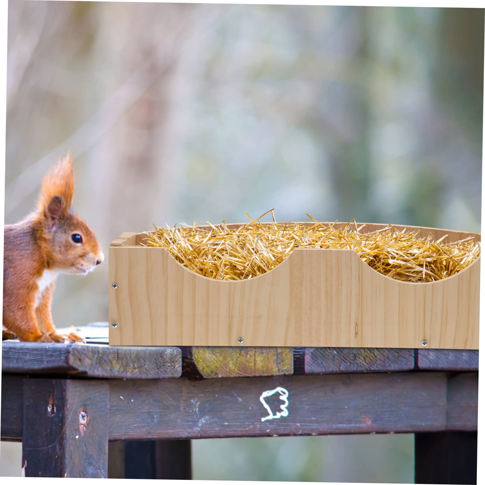 VANZACK Großer Futterautomat mit Fixator zum Aufhängen für Hamster und Meerschweinchen Einfach zu Essen Holz Kaninchenbehälter für Stall und Außenbereich