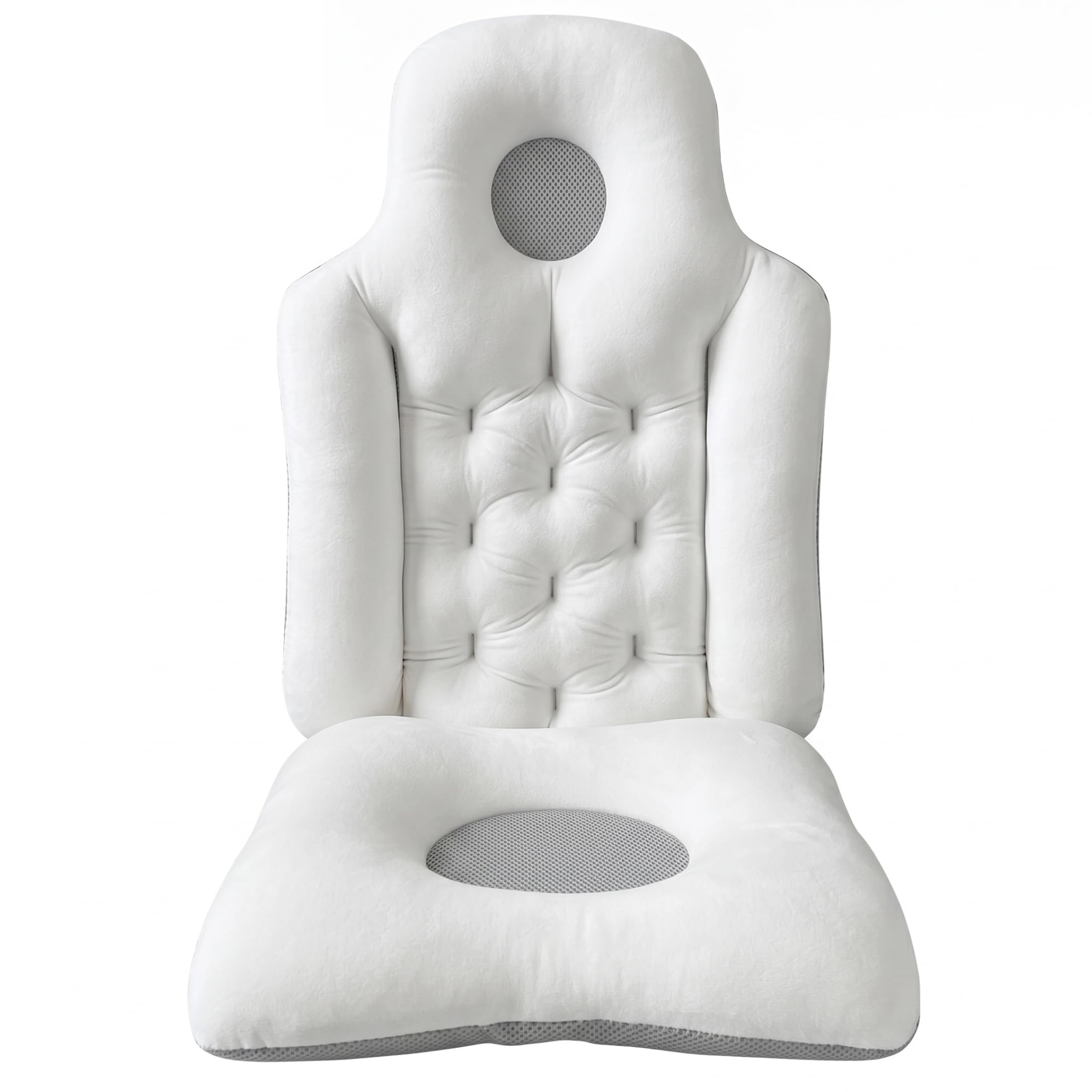 Ngbbby Bath Tub Pillow, Ergonomic Shower Pillow Back & Head Support Breathable Quick-Drying Bath Accessories for Adults- White, Tub