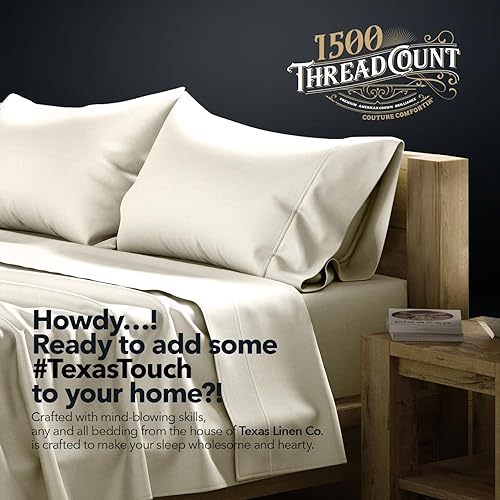 Miniatura 8 de TEXAS LINEN CO. Juego de sábanas de 100% algodón egipcio tamaño King - Sábanas de lujo de 1500 hilos de algodón egipcio tamaño King, bolsillo