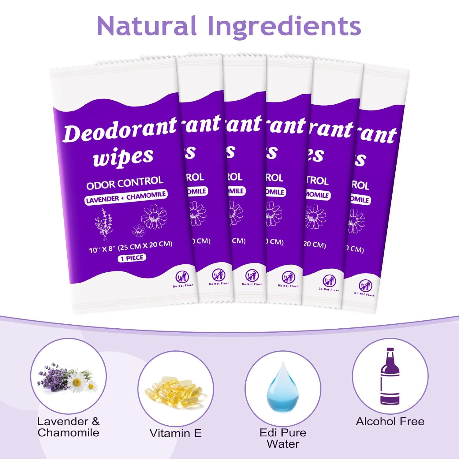Travel Deodorant Body Shower Wipes Deodorizing Bathing Wipes, Disposable No Rinse Adults Women Men Individually Wrapped Underarm Sweat Antiperspirant Bath Wipe for Travel Camping Gym (Purple,200 Pack)
